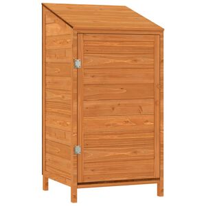 vidaXL Cobertizo de jard&iacute;n madera de abeto maciza marr&oacute;n 55x52x112 cm