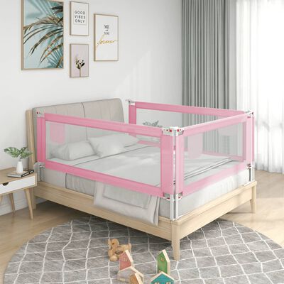 vidaXL Barandilla de seguridad cama de niño rosa tela 160x25 cm