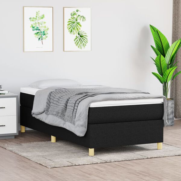 vidaXL Cama box spring con colch&oacute;n tela negro 100x200 cm
