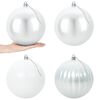 vidaXL Set de bolas de Navidad XXL 4 uds. Blanco Di&aacute;m. 20 cm Pl&aacute;stico