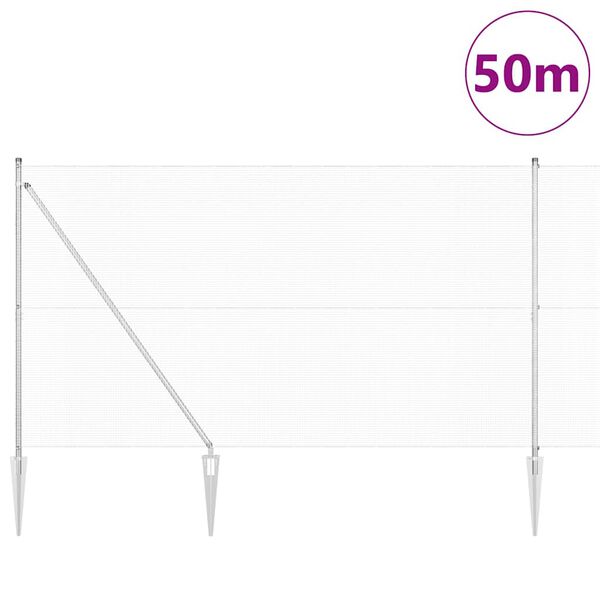 vidaXL Poste de Valla Plateado 50 x 1,5 m (malla de 12 x 12 mm) Acero