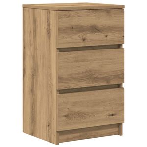 vidaXL Mesilla de noche con 3 cajones roble artesanal 39x35x65 cm