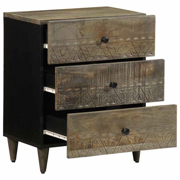 vidaXL Mesita de noche madera maciza de mango gris claro 50x33x60 cm