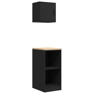 vidaXL Armarios 2 uds para garaje madera de ingenier&iacute;a negro