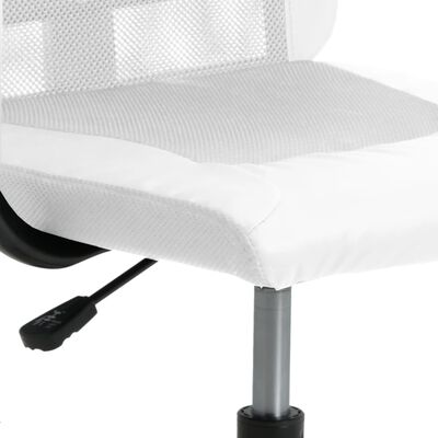 vidaXL Silla de oficina altura ajustable tela malla y cuero PE blanco