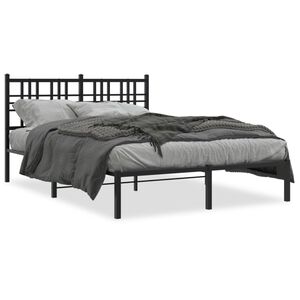 vidaXL Estructura cama sin colch&oacute;n con cabecero metal negro 135x190 cm