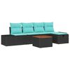vidaXL Conjunto de sof&aacute;s de jard&iacute;n 6 uds. Negro rat&aacute;n sint&eacute;tico