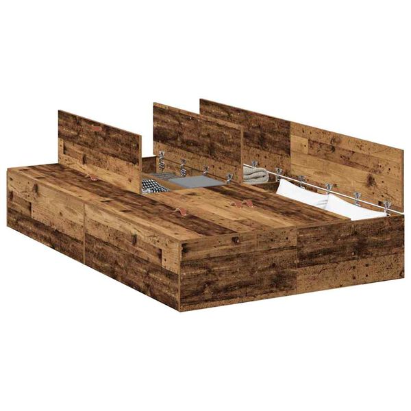 vidaXL Cama con almacenamiento Madera Vieja 120 x 190 cm