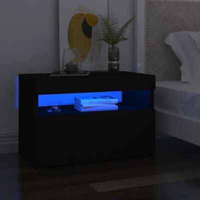 vidaXL Mueble de TV con luces LED negro 60x35x40 cm