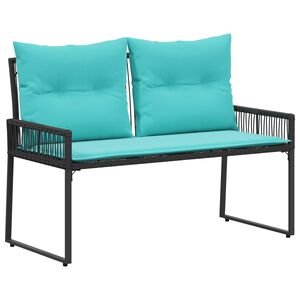 vidaXL Banco de exterior 4 pcs Negro y Turquesa rat&aacute;n sint&eacute;tico