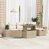 vidaXL Conjunto de sof&aacute; de jard&iacute;n 6 pcs Beige rat&aacute;n sint&eacute;tico
