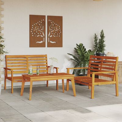 vidaXL Juego de muebles de jardín 3 piezas madera maciza acacia