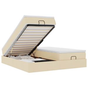 vidaXL Estructura de cama otomana con colchones tela crema 200x200cm