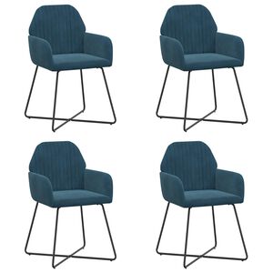 vidaXL Sillas de comedor 4 pcs Terciopelo Azul 55 x 50 x 84 cm