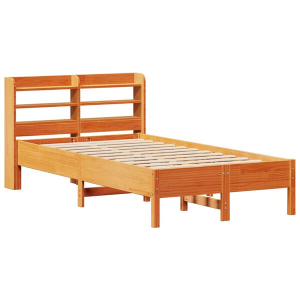 vidaXL Estructura de cama sin colch&oacute;n madera de pino marr&oacute;n 90x200 cm