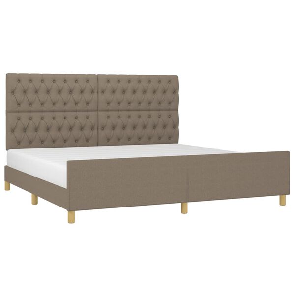 vidaXL Estructura de cama con cabecero de tela gris taupe 200x200 cm