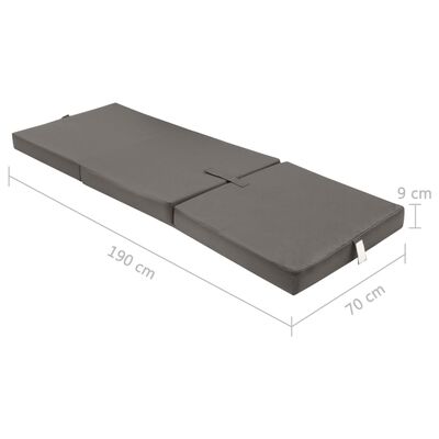 vidaXL Colchón de espuma plegable en 3 partes 190x70x9 cm gris