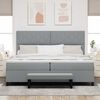 vidaXL Cama tipo Box Spring con colch&oacute;n Gris Claro 200 x 200 cm tela