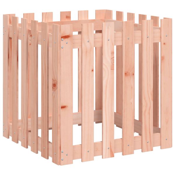 vidaXL Jardinera con dise&ntilde;o de valla madera maciza Douglas 60x60x60 cm
