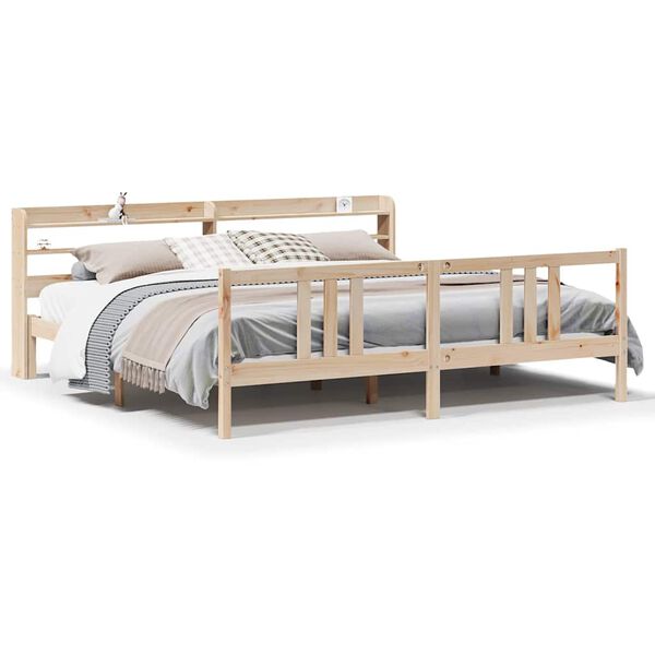 vidaXL Estructura de cama con cabecero madera maciza de pino 200x200cm