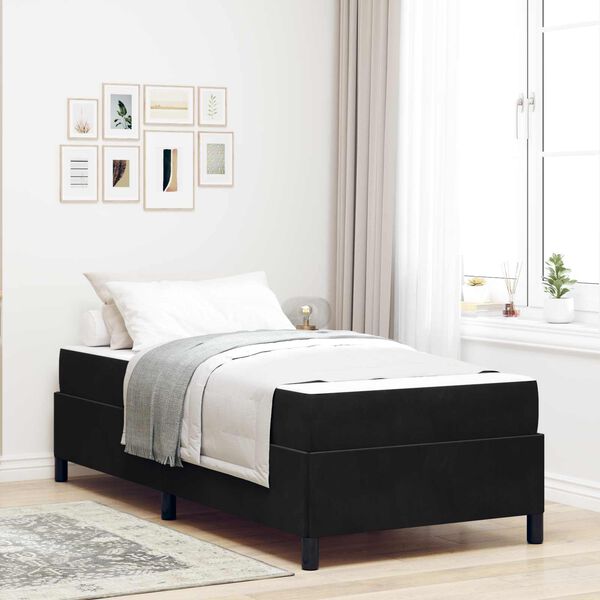 vidaXL Estructura de cama con colch&oacute;n Negro 80 x 200 cm tela