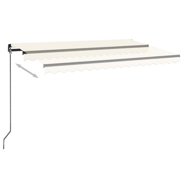 vidaXL Toldo manual retr&aacute;ctil con LED crema 450x350 cm