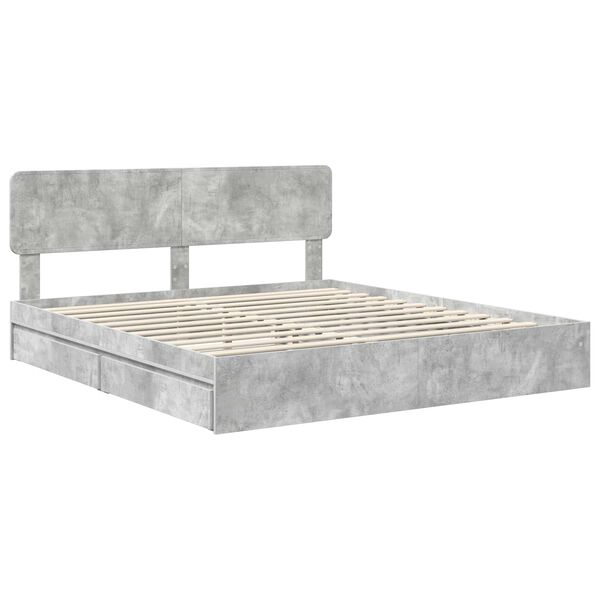 vidaXL Cama con almacenamiento con cabecera Gris Concreto 180 x 200 cm