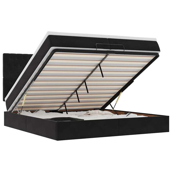 vidaXL Estructura de cama otomana colchones terciopelo negro 200x200cm