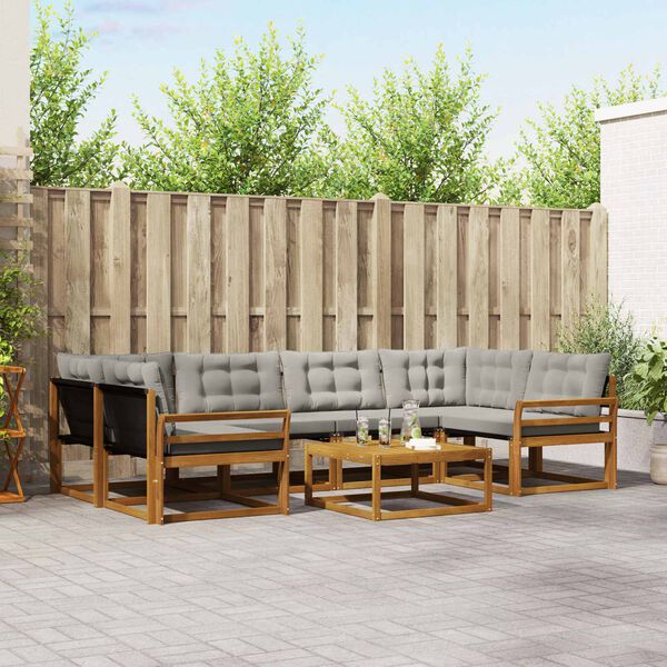 vidaXL Conjunto de sof&aacute;s de exterior 7 pcs Gris Natural y Claro