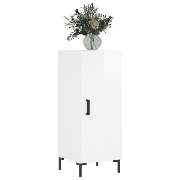 vidaXL Aparador de madera contrachapada blanco brillante 34,5x34x90 cm