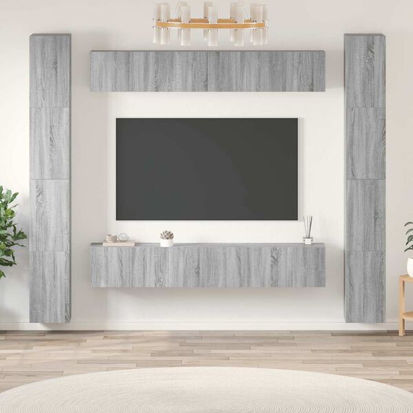 vidaXL Set de muebles para TV 6 pzas madera contrachapada gris Sonoma