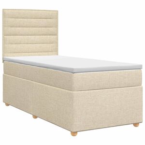 vidaXL Cama box spring con colch&oacute;n con cabecera Crema 90 x 190 cm Tela