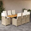 vidaXL Set comedor de jard&iacute;n 9 pzas con cojines rat&aacute;n sint&eacute;tico beige