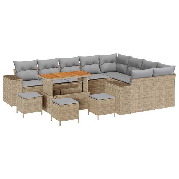 vidaXL Conjunto de sof&aacute; de jard&iacute;n con coj&iacute;n 13 pcs Beige y Gris Claro