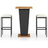 vidaXL Set de muebles de bar jard&iacute;n 3 piezas y cojines rat&aacute;n PE negro