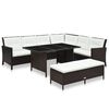 vidaXL Set muebles de jard&iacute;n 3 pzas y cojines rat&aacute;n sint&eacute;tico marr&oacute;n