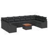 vidaXL Conjunto de sofás de jardín 11 pcs Negro ratán sintético
