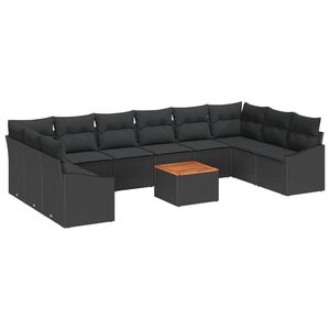 vidaXL Conjunto de sof&aacute;s de jard&iacute;n 11 pcs Negro rat&aacute;n sint&eacute;tico