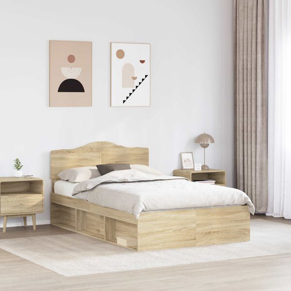 vidaXL Estructura de cama Sonoma 120 x 190 cm Madera de pino macizo