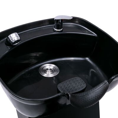 vidaXL Silla lavacabezas con lavabo cuero sintético negro 129x59x82 cm