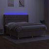 vidaXL Cama box spring colch&oacute;n y luces LED tela gris taupe 160x200 cm