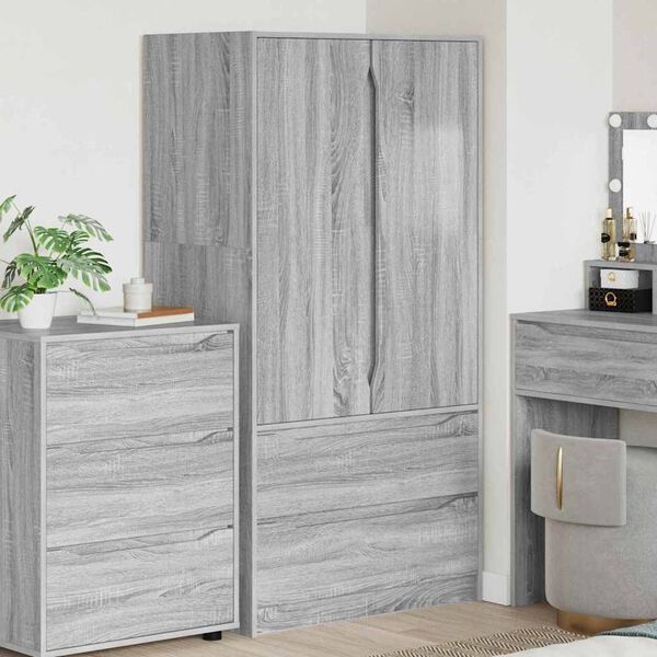 vidaXL Gabinete de Ba&ntilde;o con caj&oacute;n Gris Sonoma 79,5 x 49 x 156 cm