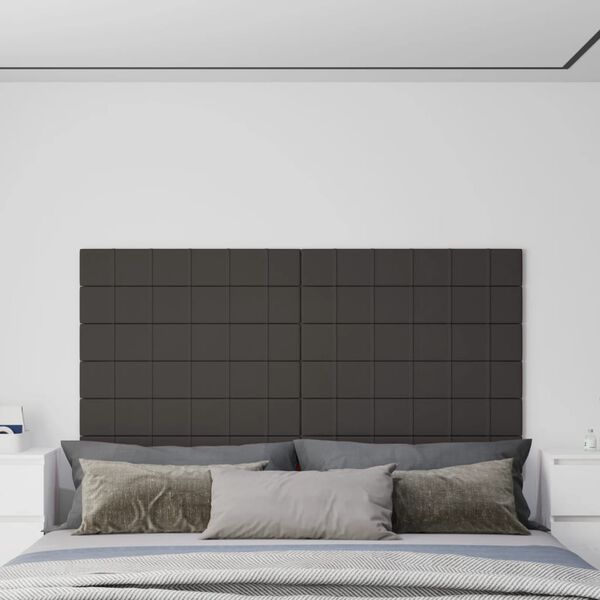 vidaXL Paneles de pared 12 uds tela gris oscuro 90x15 cm 1,62 m&sup2;