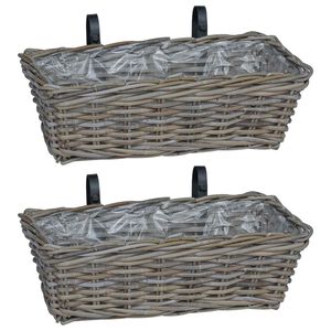 vidaXL Cesta Colgante para Plantas 2 pcs Gris 48 x 22 x 15 cm