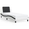 vidaXL Estructura de cama con LED sin colch&oacute;n Zadar blanco y negro 90x190cm