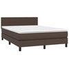vidaXL Cama box spring colch&oacute;n y LED cuero sint&eacute;tico marr&oacute;n 140x190 cm