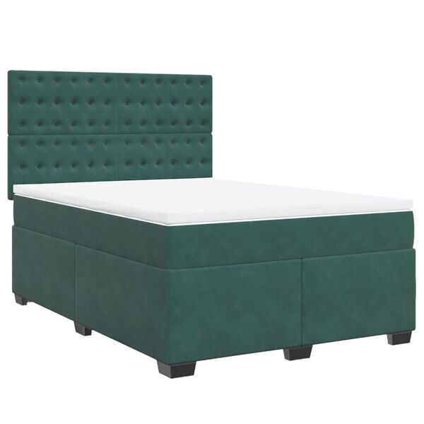 vidaXL Cama box spring con colchón terciopelo verde oscuro 160x200 cm