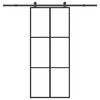 vidaXL Puerta corredera con set herrajes vidrio ESG aluminio 90x205 cm