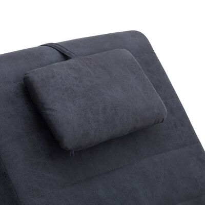 vidaXL Diván de masaje con almohada de piel de ante artificial gris