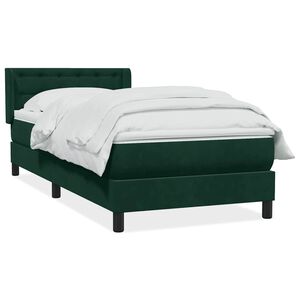 vidaXL Cama box spring con colch&oacute;n terciopelo verde oscuro 80x220 cm